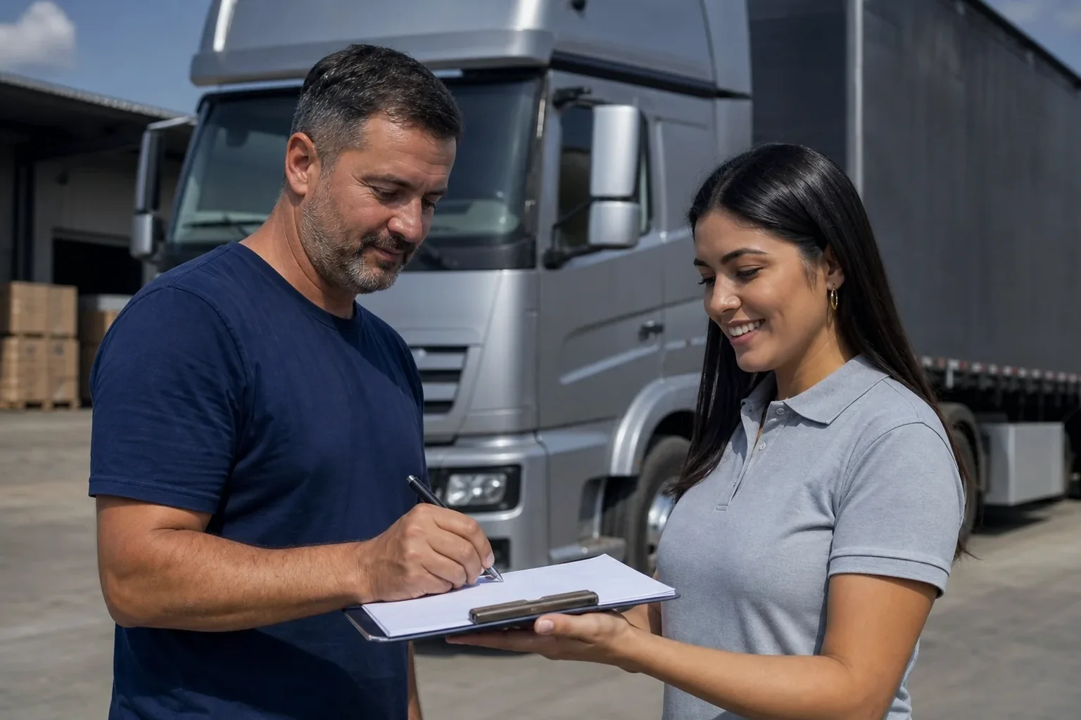 Despachante auxiliando cliente no cadastramento na ANTT.