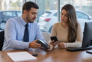 Profissional registrando pagamento de débitos em um despachante.